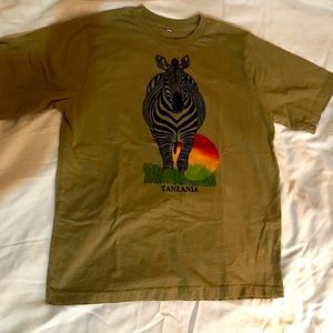 ZEBRA  T Shirt. No label. Army green.